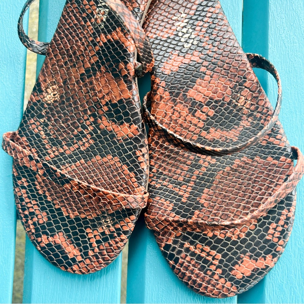 TKEES Gemma Croco Brown Double Strap Sandal Slides 8 - Picture 8 of 8